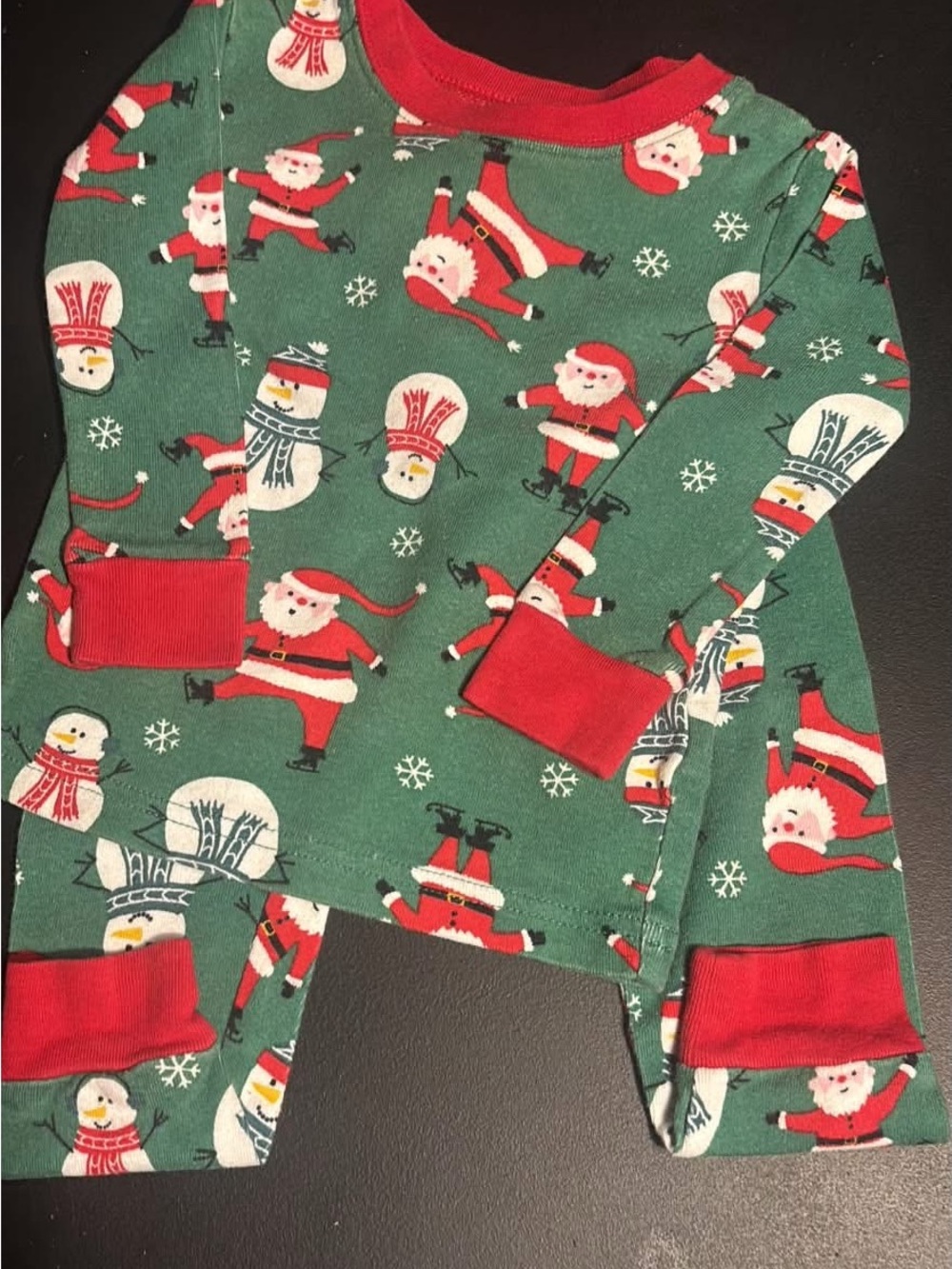 Carter's Green & Red Santa and Snowman Pajama Set